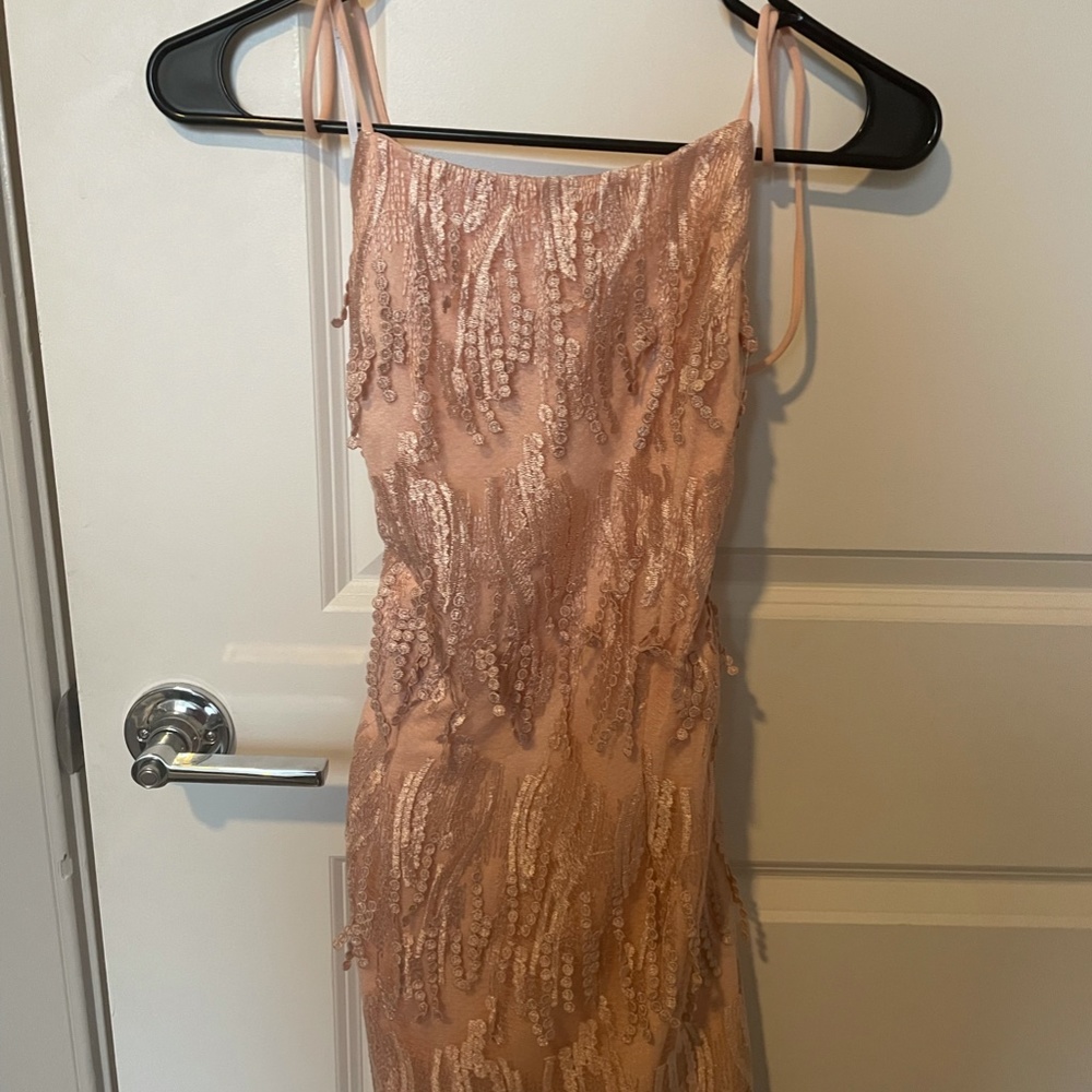 Pink Fringe Cocktail Dres